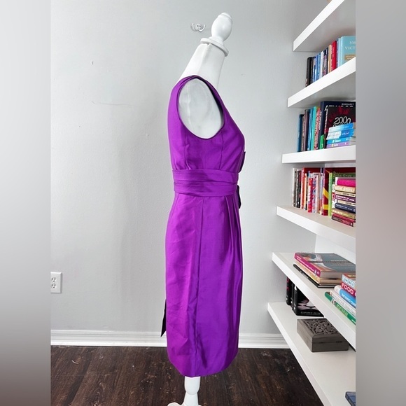 Kate Spade Mademoiselle Silk Sleeveless Fuchsia Sheath Dress with bow on front 2 - Picture 8 of 16